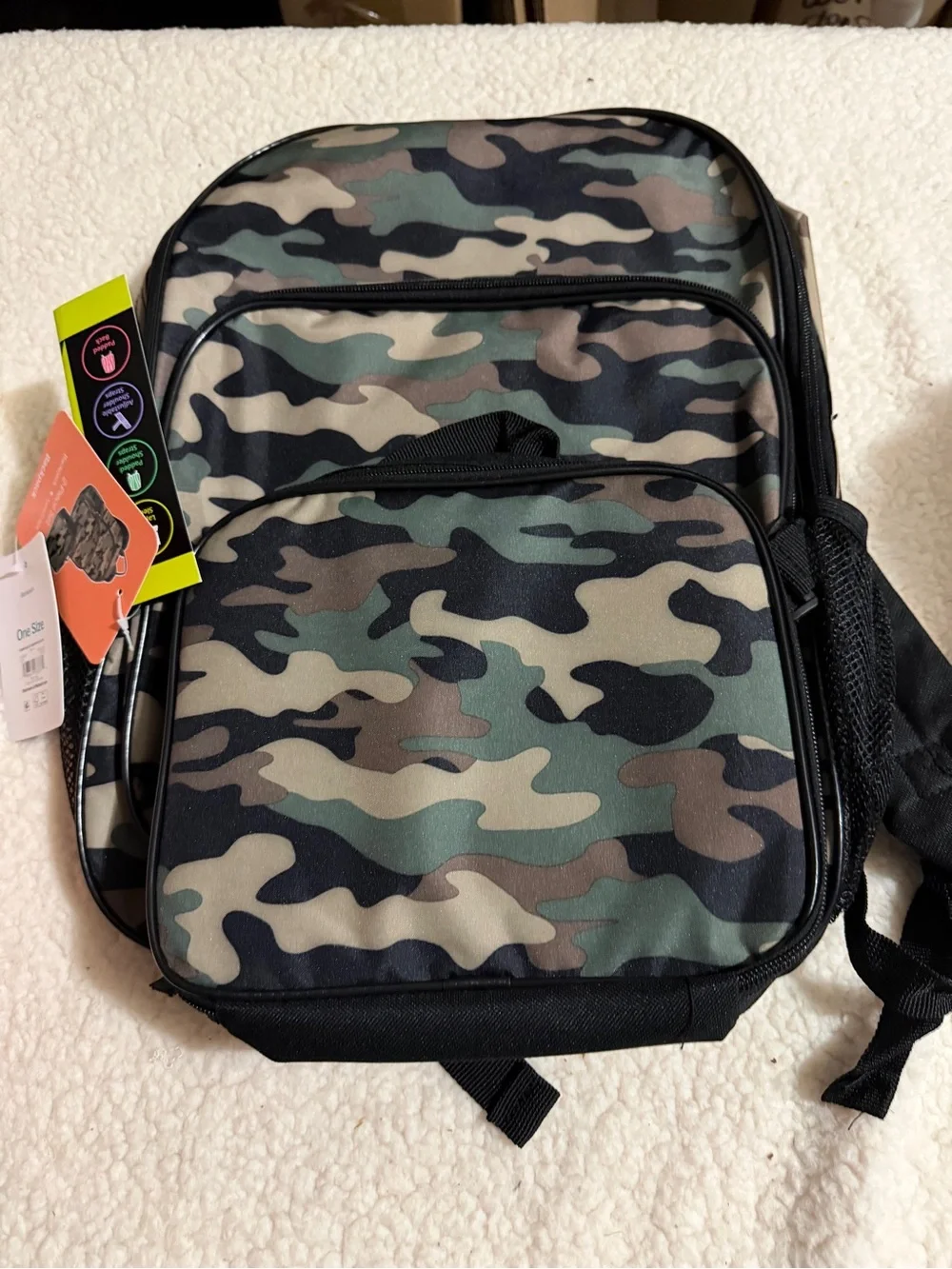 Wonderkids Camo Backpack in Green, Brown, Black